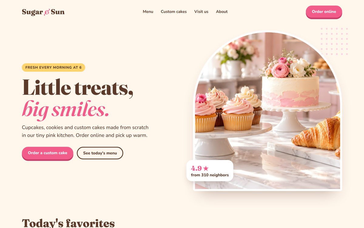 Sample bakery website