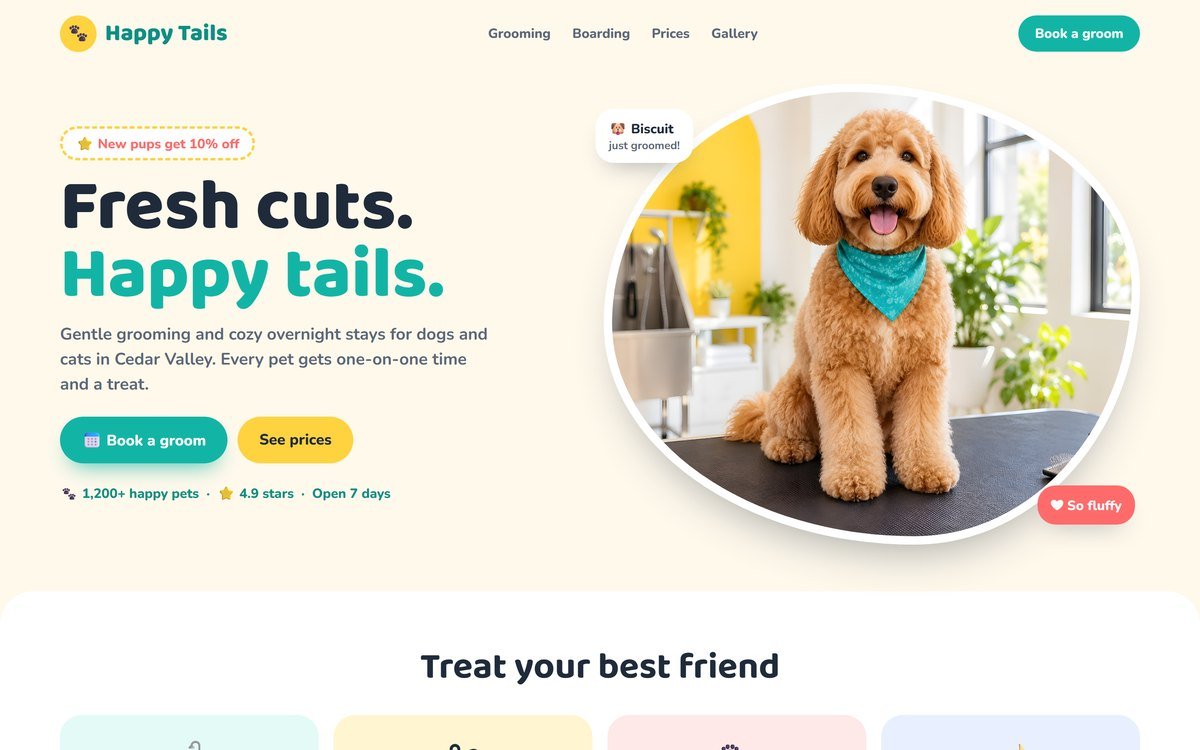 Sample pet grooming website